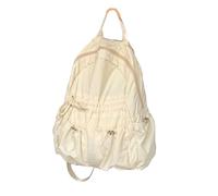 Generisch Geraffter Rucksack aus Nylon mit Kordelzug für Teenager, Beige | Einfarbige Schultasche mit verstellbaren Trägern, großes Fassungsvermögen, geräumiger Stauraum für den täglichen