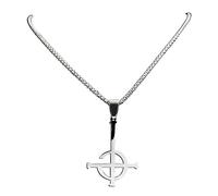 Generisch Ghost kreuz kette herren, silber, destiny's gate ghosts kreuzkette anhänger halskette punk cross band reverse satan necklace eisernes damen (B)