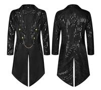 Generisch Glitzer Frack Jacke Damen Pailletten Sakko Hochzeit Party-Blazer Smoking Mantel Blazer Anzugjacke 80er Jahre Outfit Mittelalter Kleidung Karneval Nightclub Wear Magic Show Kleid
