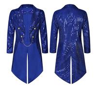Generisch Glitzer Frack Jacke Damen Pailletten Sakko Hochzeit Party-Blazer Smoking Mantel Blazer Anzugjacke 80er Jahre Outfit Mittelalter Kleidung Karneval Nightclub Wear Magic Show Kleid