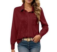 Generisch Glitzer Langarmshirt Damen Tops Party Bluse Festliche Outfit Elegantes Pulli Mode Sexy Festliches Top Kleidung Shirt Elegant Silvester Blusen Zur Hochzeit Festlich Oberteil