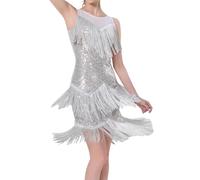 Generisch Glitzer Oberteile Damen Gatsby Kleid 20er Jahre Kleid Vintage Retro Flapper Gatsby Glitzer Pailletten Fransenkleid Hochzeit Party Charleston Kostüm Spaghettiträger Sexy Minikleid