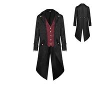 Generisch Gothic Jacke Herren,Herren Steampunk Jacke,Gehrock Viktorianischer Frack - Vintage mittelalterliches Cosplay-Kostüm, Renaissance-Mäntel für Männer und Teenager