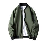 Generisch Grün Bomberjacke Herren Winter Zip Softshelljacke Windbreaker Wasserdicht Leicht College Jacke Stehkragen Fliegerjacke Übergangsjacke Pilotenjacke Blouson Jacke Herrenjacke Outdoorjacke L