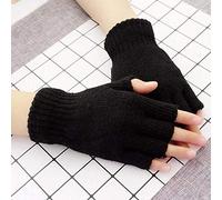 Generisch Häkeln warm Fingerlose Winterhandschuhe Unisex Halbfinger Strickhandschuh (Black, One Size)