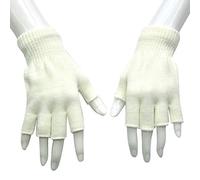 Generisch Häkeln warm Fingerlose Winterhandschuhe Unisex Halbfinger Strickhandschuh (White, One Size)