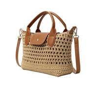 Generisch Häkeltaschen für Damen Boho Kleine Häkel-Pouch Mit Lederbesatz