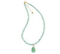 Generisch Halskette Aus Natursteinperlen Für Damen Und Herren, Handgefertigt, Heilkristall-Strang-Choker, Tropfenförmiger Edelsteinanhänger, Boho-Schmuck, Geschenkidee, Aventurin