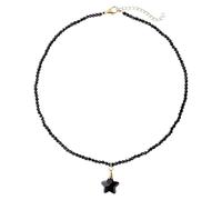 Generisch Halskette Mit Edelsteinperlen, Facettierter Sternanhänger Aus Naturstein, 3 Mm Kristallstrang, Surfer-Strandschmuck, Geschenkidee Mit Beutel, Schwarzer Onyx