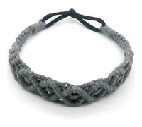 Generisch Hand-Woven Stretch Cotton Cord Headbands, Athleisure Hair Accessories, Yoga Headbands, Bohemian Style, Set of 2 (Dark gray, 4)