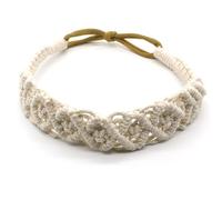 Generisch Hand-Woven Stretch Cotton Cord Headbands, Athleisure Hair Accessories, Yoga Headbands, Bohemian Style, Set of 2 (Beige, 4)