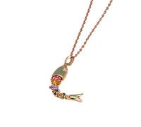Generisch Handgefertigte, sich bewegende Fisch Charm Halskette, Konstruktion aus Kupferlegierung, längenverstellbare Halskette, Schmuck für Tag und Nacht, farbenfroher Swing Fisch Schmuck
