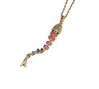 Generisch Handgefertigte, sich bewegende Fisch Charm Halskette, Konstruktion aus Kupferlegierung, längenverstellbare Halskette, Schmuck für Tag und Nacht, farbenfroher Swing Fisch Schmuck
