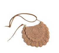 Generisch Handtaschen Frauen Runde Stroh Taschen Crossbody Geldbörse Natürliche Sommer Strand Handtaschen Gewebte (Braun)