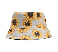 Generisch Hat Print Doppelseitiger Hut Sonnenhut Sonnenblume Baseballmützen Fischerhut 2 (Beige, One Size)