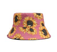 Generisch Hat Print Doppelseitiger Hut Sonnenhut Sonnenblume Baseballmützen Fischerhut 2 (Pink, One Size)