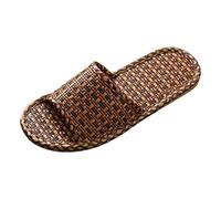 Generisch Hausschuhe Damen Sommer Rattan Stroh Slipper Slip on Schuhe Bequeme Lässige Hauslatschen Sommerschlappen Freizeit Atmungsaktiv Hausschlappen Rutschfest Schlupfsandalen Damenpantolette