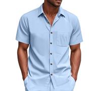 Generisch Hemd Herren Kurzarm Leinenhemd Freizeit für Alltag und Urlaub Freizeithemd 30 Geburtstag Männer Wanderhemd Kurzarmhemd Unterhemd Schwarz Baumwollhemd Leinen Blaues Pilotenhemd Weiß 3XL