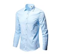 Generisch Hemd Herren Langarm Businesshemden Knitterfreies Stretchhemd Regular Fit Freizeithemden Bequem und atmungsaktiv Bügelleichtes Unifarben Anzughemd Männer Anzug Hemd Modische Casual