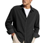 generisch Hemd Herren Langarm Hemden Aus Cord Corduroy Hemdjacke Casual Locker Freizeithemd Leicht Knopfverschluss Hemdjacken Einfarbig Oberhemden Regular Fit Langarmhemd Retro Button Up Cordjacke