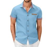 Generisch Hemd mit Shorts Herren Hemd 4XL Hemd Baumwolle Herren kurzarmhemden weißes Hemd hellblaues Hemd leinen Tshirt Herren Anzug Herren Slim fit leinenhemd Herren Langarm