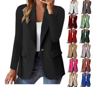 Generisch Herbst Blazer Damen Langarm Lässig Arbeit Büro Knopf Open Front Jackes Anzug Blazer Damen Elegant Jacke Dressy Business Casual Outfits Für Die Arbeit schwarz Trenchcoat（only Jacke）