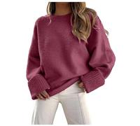 Generisch Herbst Pullover Damen Casual Slim Fit Langarm Strickpullover Lose Sweatshirts Grobstrick Pulli Langarmshirt Oberteile Sweater Winter Halloween Weihnachts, Hot Rosa, L