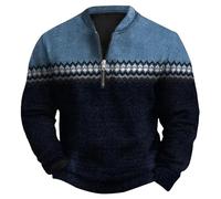 Generisch Herren 1/4 Zip Fleece Pullover Langarm Funktionsshirt Warm Wanderpullover Sportshirt Fleecejacke Half Zip Pullover Herren Herren Sweatshirt 3XL Leichter Sommer Pullover Herren