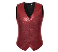 Generisch Herren Anzugweste Slim Fit Business Hochzeit Ärmellos Tank mit Krawatte für formelle Anlässe elegante Auftritte (Red, L)