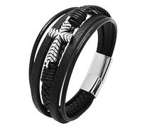 Generisch Herren Armband Leder, Kreuz, Mehrlagiges Geflochtenes Armband, Stapelbar, Glaube, Kruzifix, Manschettenarmband Mit Magnetverschluss, Meditationsamulett, Halloween Schmuck, Geschenke Für F