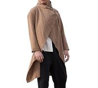 Generisch Herren Baumwoll Leinen Umhang Langer Unregelmäßiger Strickjacke Winter Gefüttert Warm Wandern Poncho Retro Mittelalter Halstuch Tuch Kopftuch Renaissance Pirat Leintuch