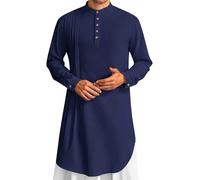 Generisch Herren Baumwolle Kaftan Langarm Oversized Gewand Casual Knopf Muslim Hemd