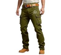 Generisch Herren Cargohose Stretch, Herren Arbeitshose Ripstop Cargo-Hose Baggy Arbeitshosen Taschen Baumwolle Taktische Regular Fit Outdoorhose Elastische Taille Sporthose Männer