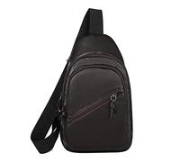 Generisch Herren Casual Lederweste mit integrierter Motorrad Ledertasche echtem Schaffell robustem Rindsleder für stilvolle Aufbewahrung (Brown, One Size)