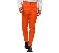 Generisch Herren Chino Hose Klassische Slim Fit Business Einfarbig Formelle Dress Konisch Freizeithose Stoffhose Anzughose Orange 3XL
