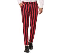 Generisch Herren-Chinos Stretch-Chino-Hose Schwarz-Weiß gestreift Slim Fit Twill-Stoff Vorderhose UK Elegante klassische Herren-Hose Formell einfarbig Business-Hose Rot M