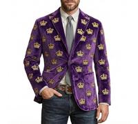 Generisch Herren Cord Karneval Sakko V-Ausschnitt Bunt Hippie Jacke mit Knöpfen Anzugjacke Festliche Freizeit Kostüm Leicht Stretch Smoking Party Sakkos Jackett Bequeme Blazer Weiche Freizeitjacke