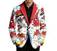 Generisch Herren Cord Karneval Sakko V-Ausschnitt Bunt Hippie Jacke mit Knöpfen Anzugjacke Festliche Freizeit Kostüm Leicht Stretch Smoking Party Sakkos Jackett Bequeme Blazer Weiche Freizeitjacke