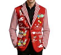 Generisch Herren Cord Karneval Sakko V-Ausschnitt Bunt Hippie Jacke mit Knöpfen Anzugjacke Festliche Freizeit Kostüm Leicht Stretch Smoking Party Sakkos Jackett Bequeme Blazer Weiche Freizeitjacke