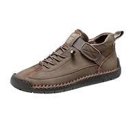 Generisch Herren Damen Lederschuhe,Wanderschuhe Herren Wasserdicht Leicht,Casual Formal Driving Freizeitschuhe,Dicke Sohle rutschfeste Walkingschuhe,Große Größe Schnürschuhe Leder,Sportschuhe
