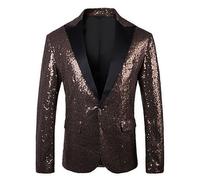 Generisch Herren-Festtagsanzug mit Pailletten für elegante Abendmode festliche Anlässe als modische Jacke in schicker Ausführung (Coffee, XXXL)