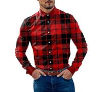 Generisch Herren Freizeithemd - Lässiges Herrenhemd Mit Karomuster Reversknopfmanschette