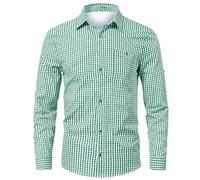 Generisch Herren Freizeithemd mit Karomuster, atmungsaktiv, bequem, langärmelig, Button-Down-Hemd für den Alltag, Frühling, Sommer, vielseitig, stilvoll (Green, XXL)