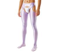 Generisch Herren Glänzende Leggings Nylon Öl Glanz Strumpfhose Offener Schritt Unterwäsche Lange Unterhose Feinstrumpfhose Hohe Taille Leggings Ouvert Glatte Nylon Strumpfhose Strapse