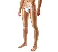Generisch Herren Glänzende Leggings Nylon Öl Glanz Strumpfhose Offener Schritt Unterwäsche Lange Unterhose Feinstrumpfhose Hohe Taille Leggings Ouvert Glatte Nylon Strumpfhose Strapse