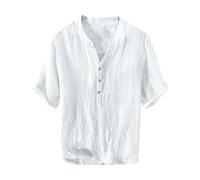 Generisch Herren Hemd Kurzarm Leinenhemd Freizeit aus Baumwollmischung Sommer Kurzarmhemd Strand Leinen Shirts Shirt Herren Sommer Hemd Kurzarm Arbeitshemden