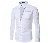 Generisch Herren Hemd Langarm Einfarbig Businesshemd Regular Fit Freizeithemd Elastisches Business Shirt Tops FüR Herren Baumwollhemd Herren Mittelalter Herren Hemd Stehkragen BüGelfrei