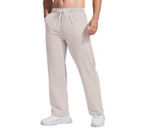 Generisch Herren Jogginghose Baggy Sporthose Bequem Jogginghose Herbst Winter Palazzohose Casual Freizeithose Mit Taschen Weich Anzughose Einfarbig Wanderhose Lässig Stoffhose(A10 Beige,L)