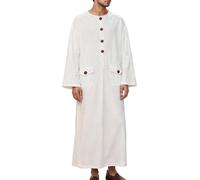 Generisch Herren Kaftan Lang Langarm Muslimische Kleidung Thobe Ethnische Maxikleid Ramadan Roben Taiji-Kleidung Nachthemd Lang Thobe Tunika Nachthemd Ramadan Roben Abaya-Kaftan für Männer