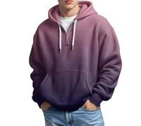 Generisch Herren Kapuzenpullover Sweatshirt Oversize Pullover Hoody mit Kapuze Einfarbig Waffelstoff Kapuzenjacke Longsleeve Farbverlauf Hoodies Regular fit Hooded